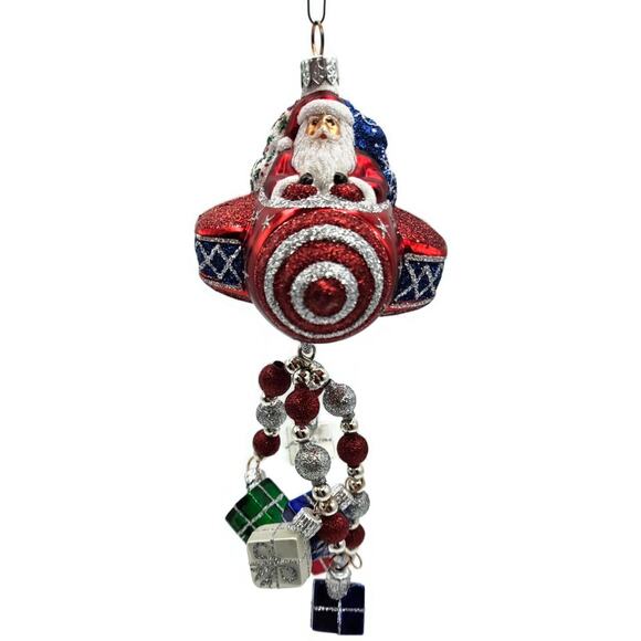 Patricia Breen Santa du Ciel Red Air Plane Travel Gifts Christmas Tree Ornament - Picture 1 of 15